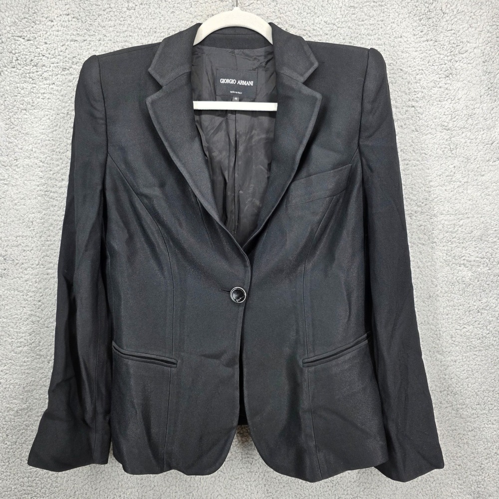 Giorgio Armani Black Textured Single Button Blazer‎ EU 44 US 8 Made in Italy
